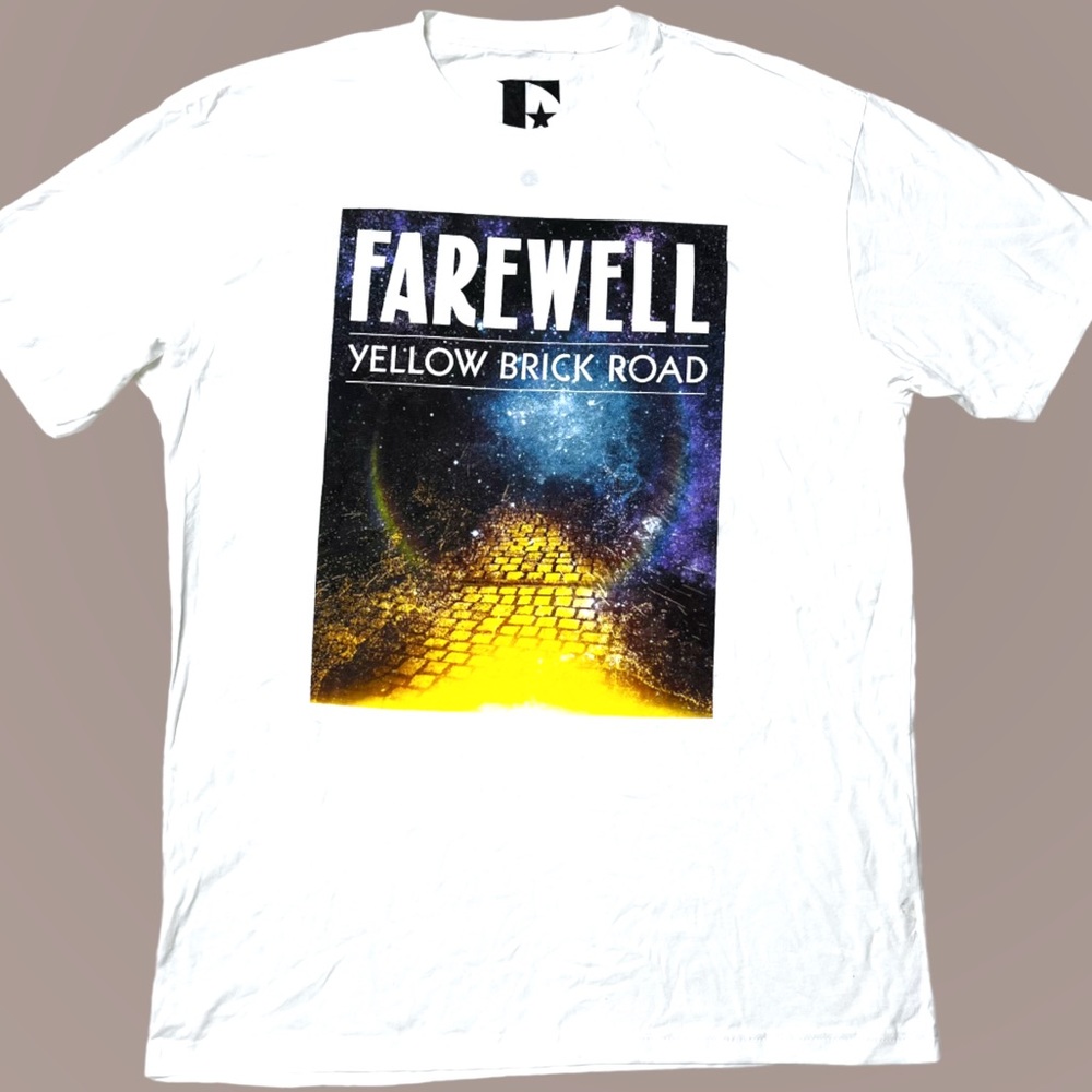 NWOT Elton John Farewell Yellow Brick Road Graphic T-Shirt White Unisex Sz M, L